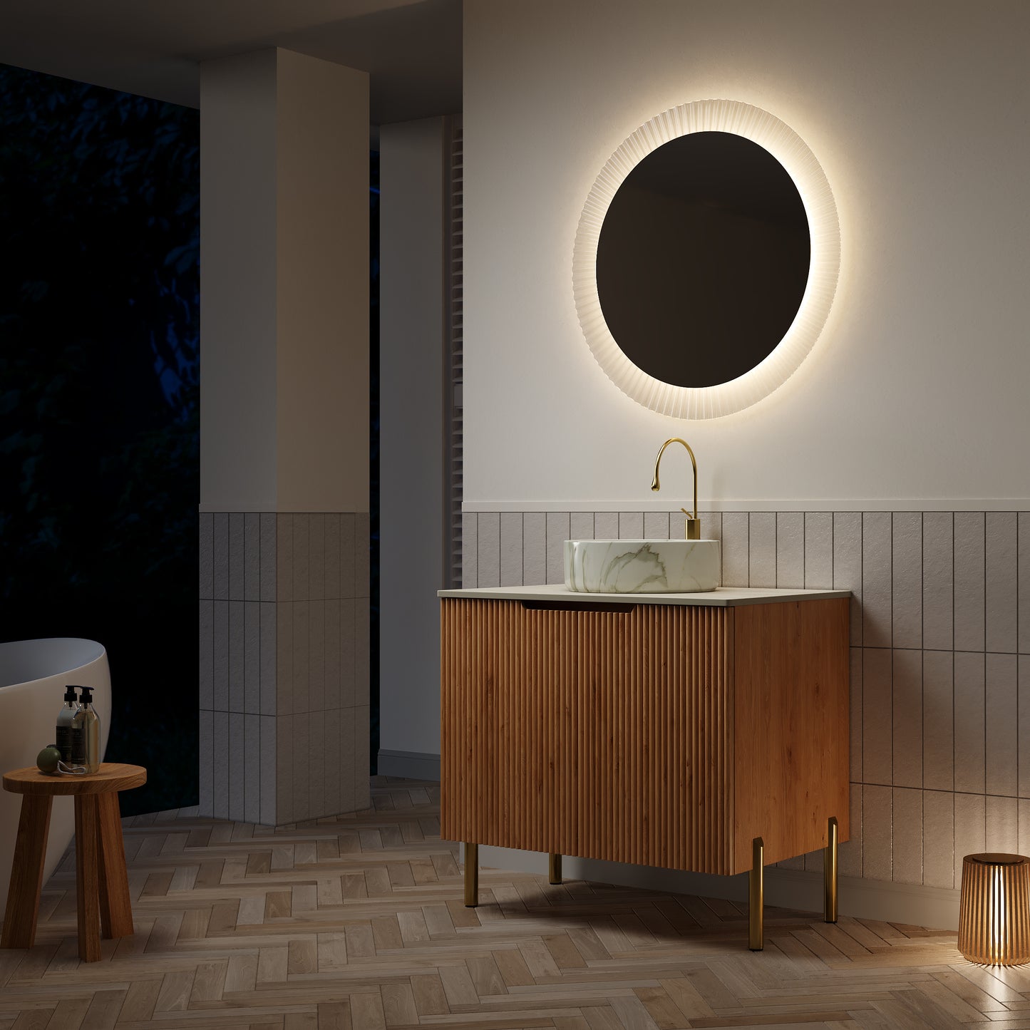 TURIO Bathroom Vanity with Sink, Woodgrain Color