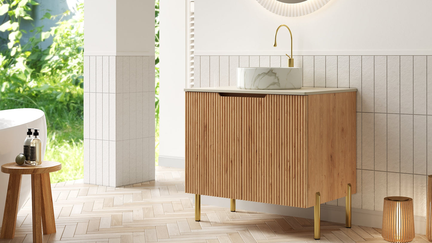 TURIO Bathroom Vanity with Sink, Woodgrain Color