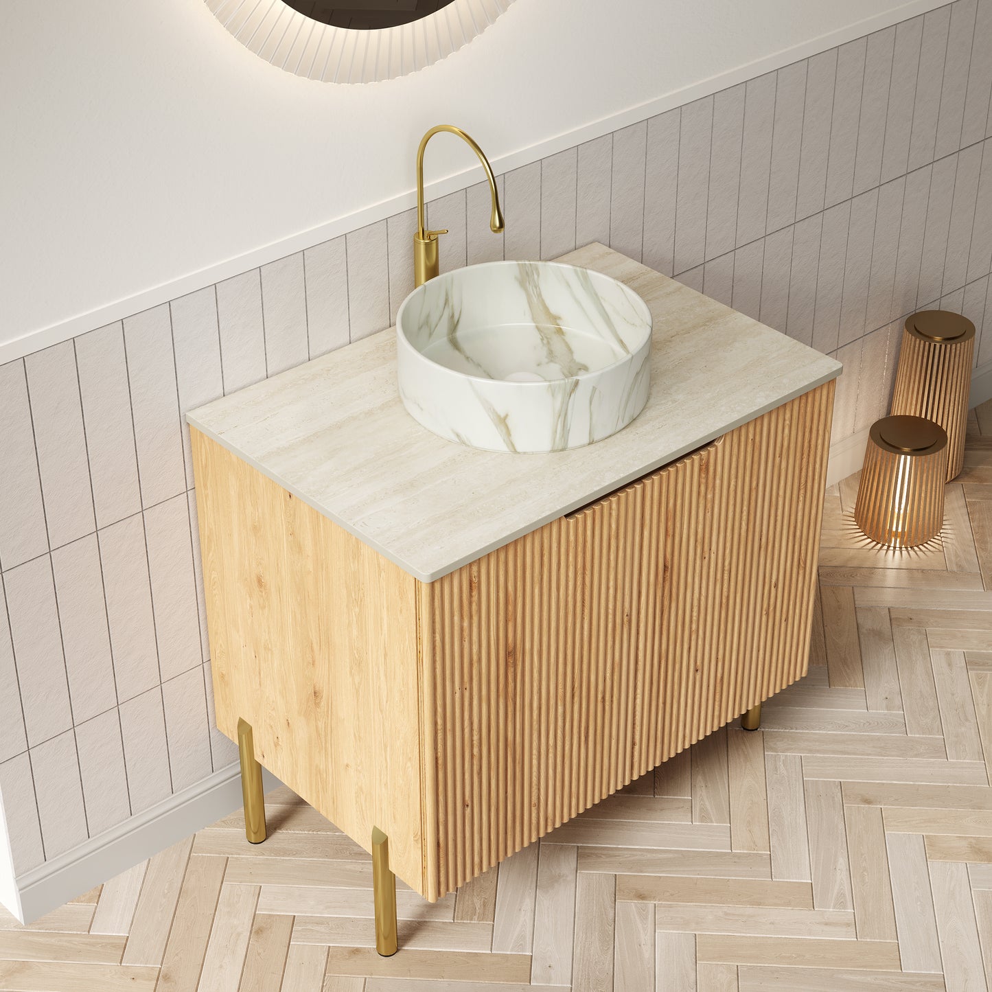 TURIO Bathroom Vanity with Sink, Woodgrain Color