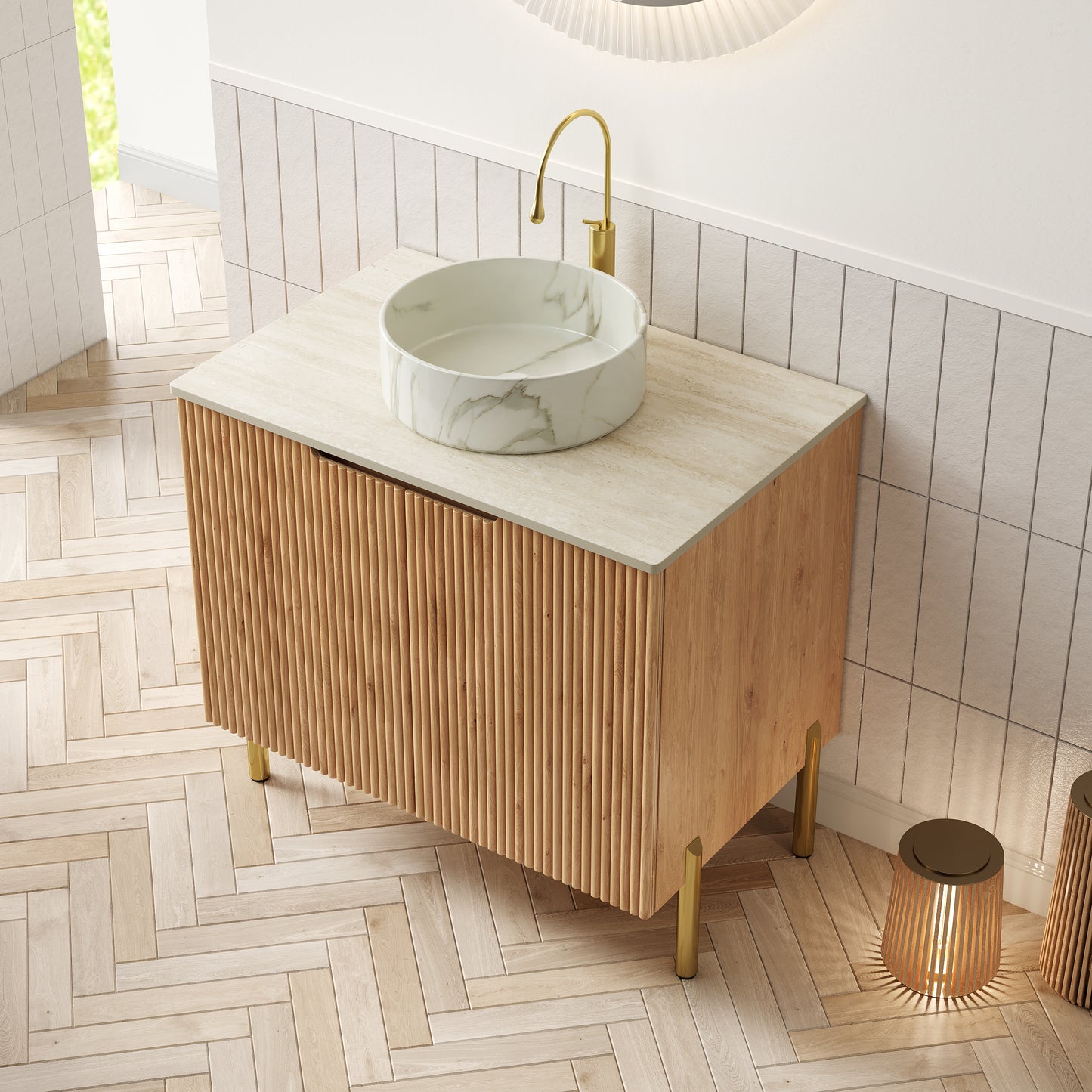 TURIO Bathroom Vanity with Sink, Woodgrain Color