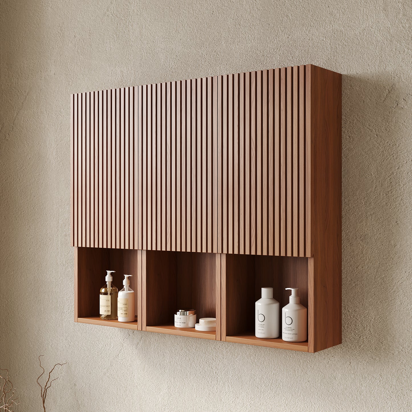 MITCH 41" Bathroom Wall Mounted Cabinet, Composed of 6 Cabinets with Doors, Can be Used in Combination or Individually, Suitable for Bathroom, Living Room, and Laundry, Brown Oak Woodgrain Color
