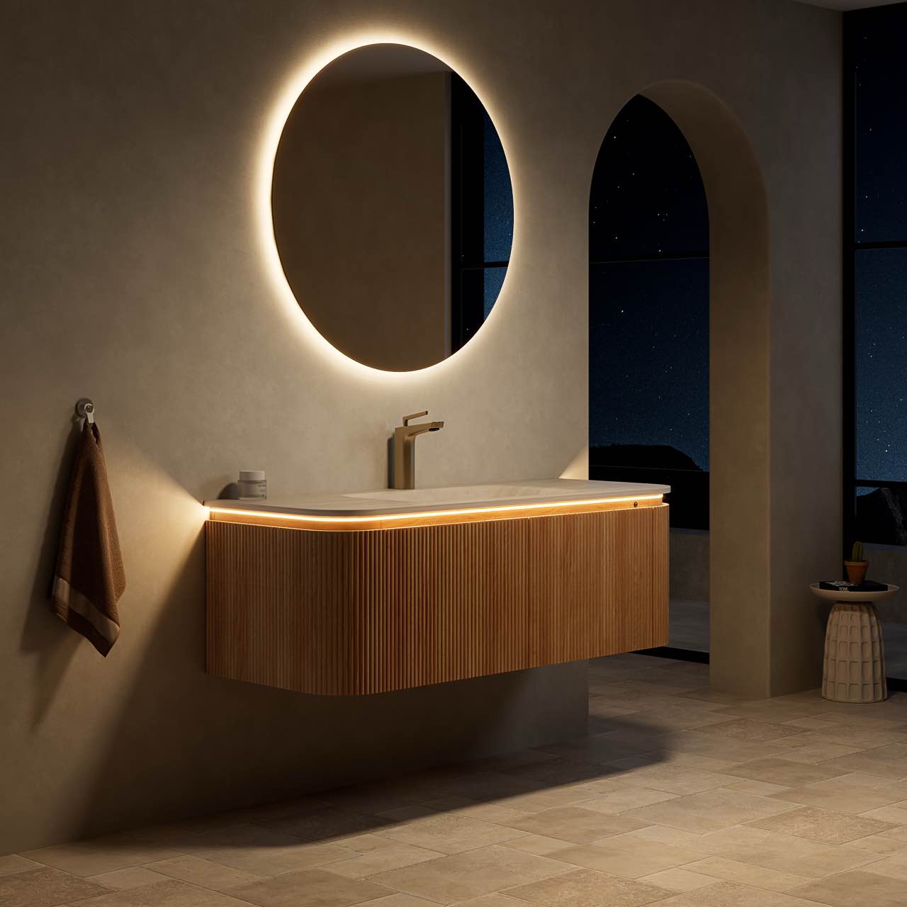 DIEN Bathroom Vanity&Sink, Natural Woodgrain Color