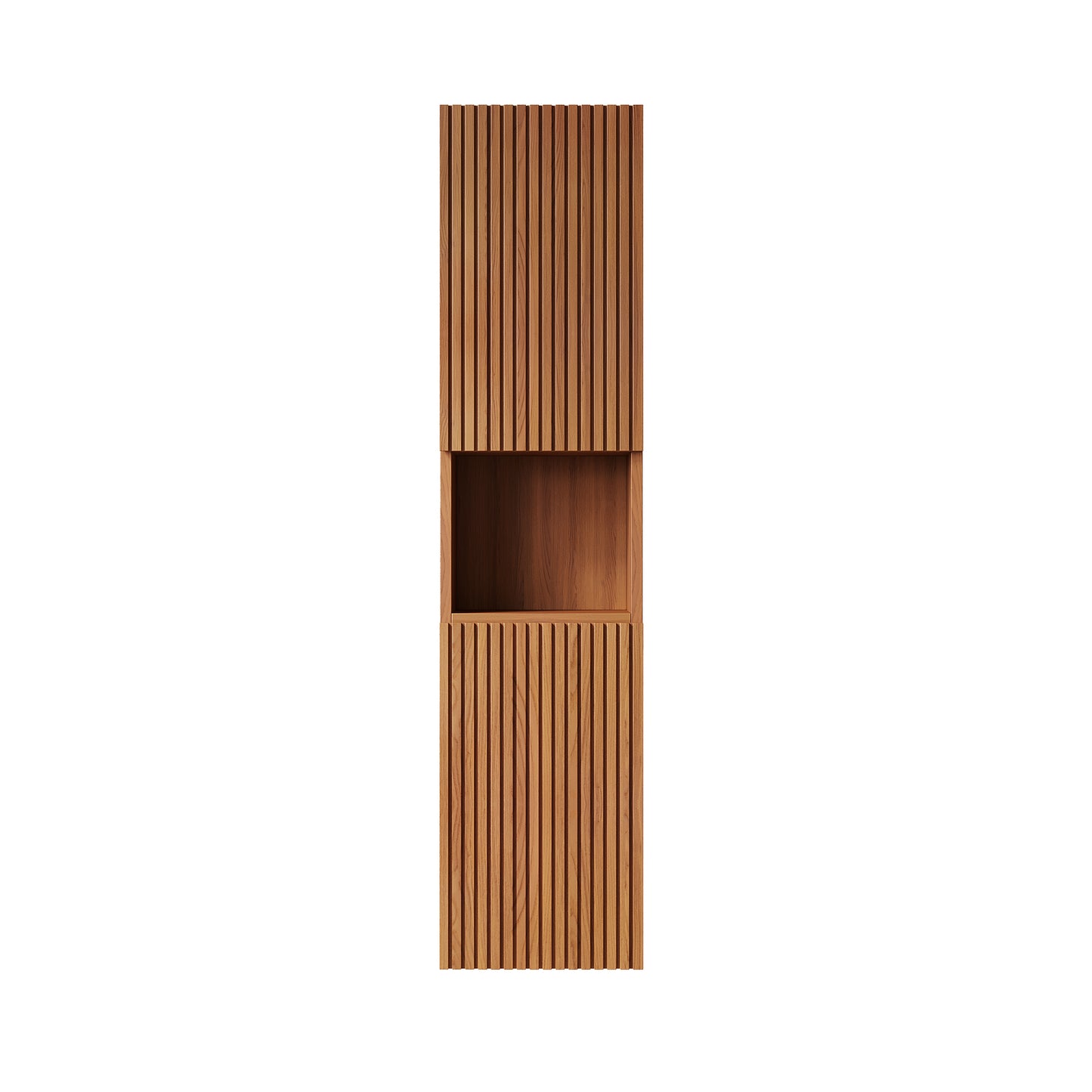 MITCH Tall Bathroom Wall Mounted Cabinet, Brown Oak Woodgrain Color