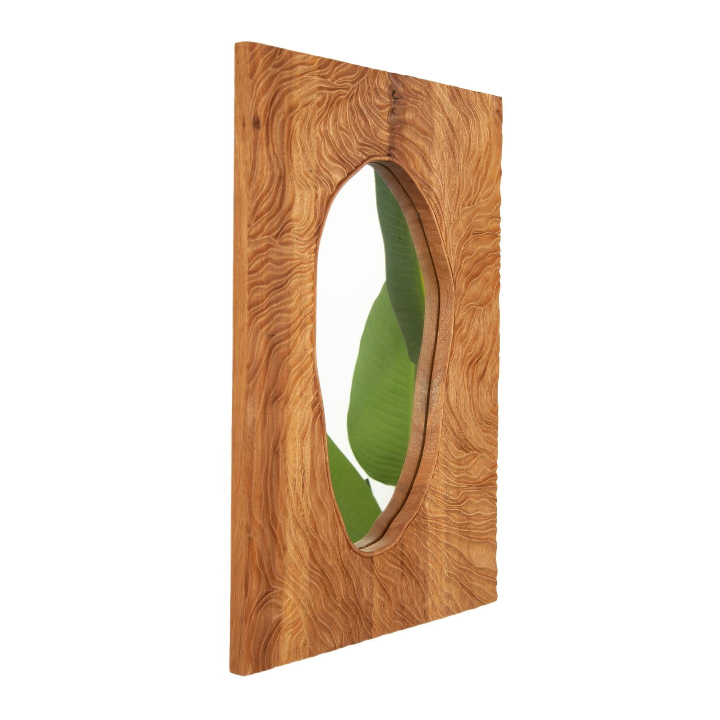 20'' Timeline Mirror, Wall-mounted Vintage Rectangular Solid Rosewood Decorative Mirror, Irregular Mirror, Suitable for Bathroom, Bedroom, Living Room