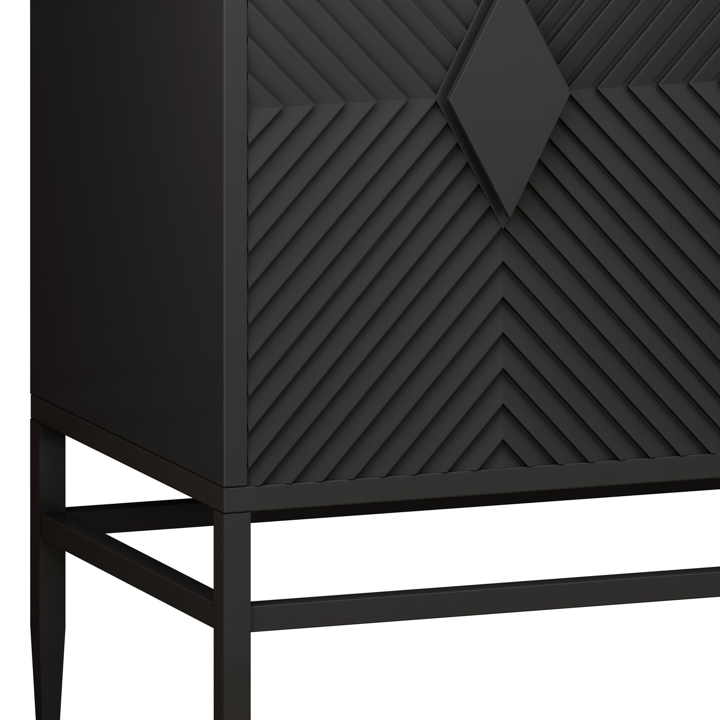 Chic Versatility: Modern Black 2-Door Cabinet with Metal Legs. This 31.50-inch piece offers stylish two-tier storage for your living room, entryway, or dining area, blending contemporary design with functional elegance.