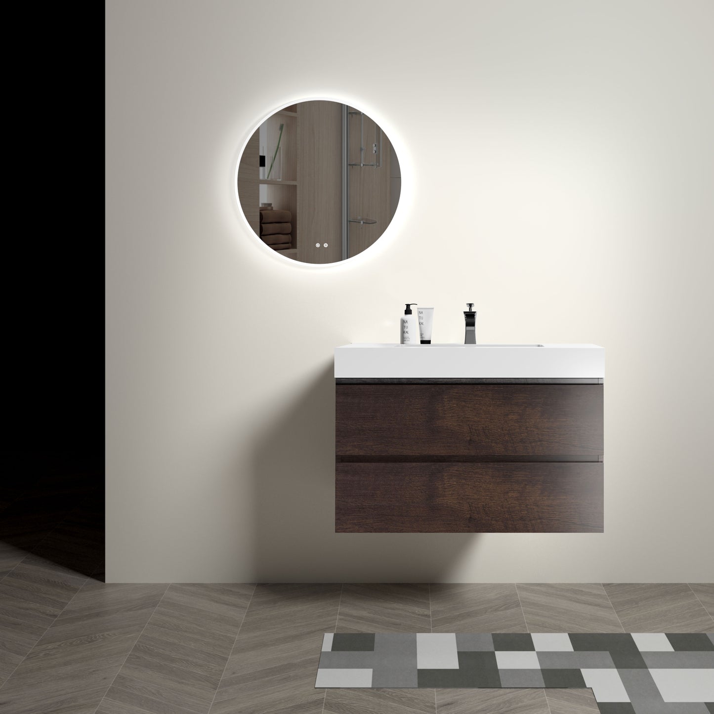 Alice|Walnut Bathroom Vanity with Sink