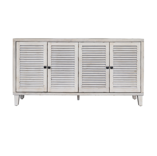 Accent Cabinet 4 Shutter Door Wooden Cabinet Sideboard Buffet Server Cabinet Storage Cabinet, for Living Room, Entryway, Hallway, Office, Kitchen and Dining Room, Natural Wood Wash