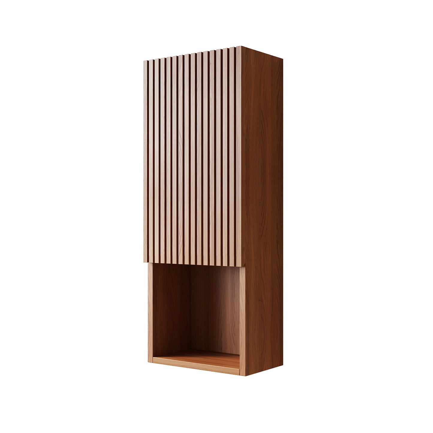 MITCH Tall Bathroom Wall Mounted Cabinet, Brown Oak Woodgrain Color