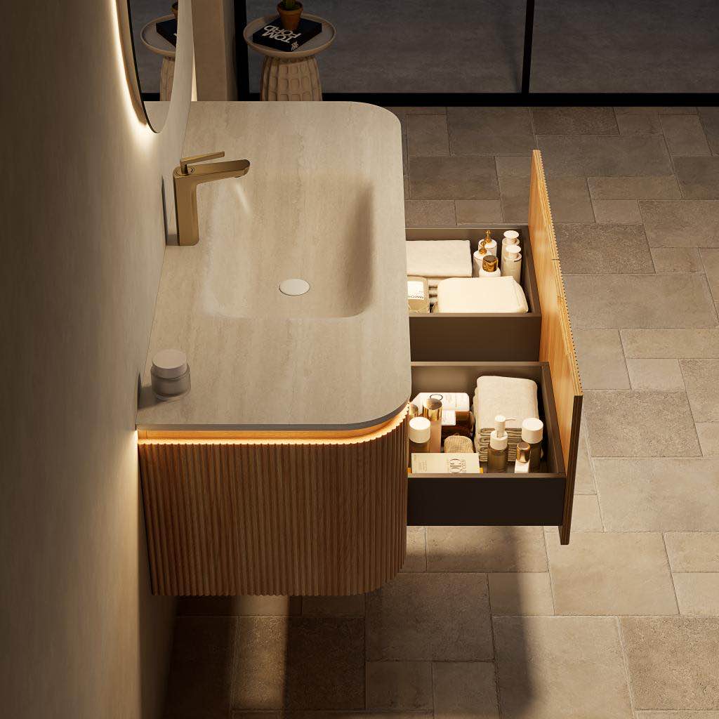 DIEN Bathroom Vanity&Sink, Natural Woodgrain Color