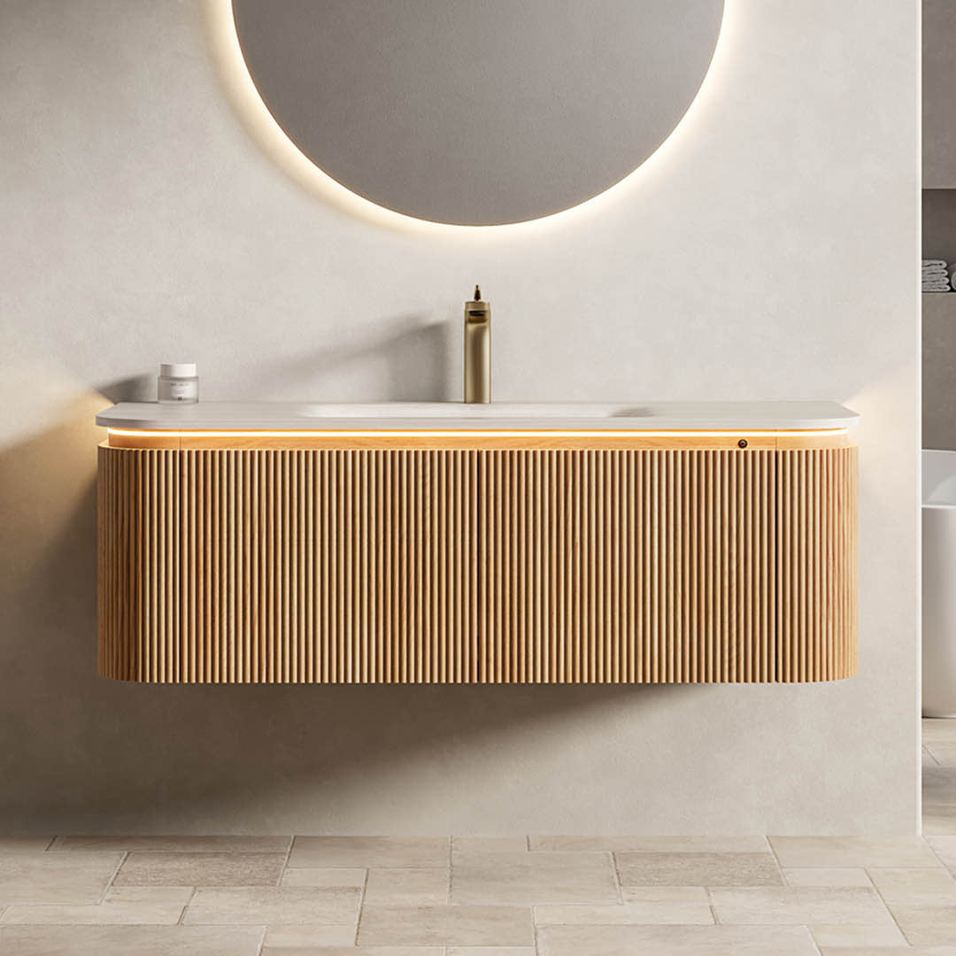 DIEN Bathroom Vanity&Sink, Natural Woodgrain Color