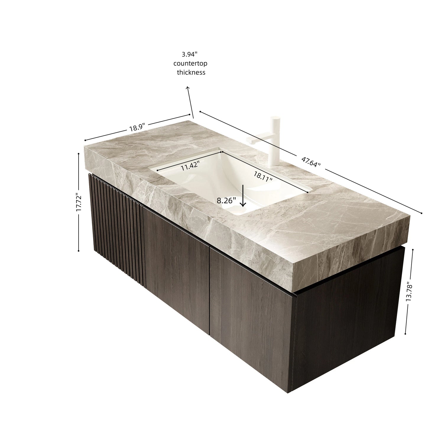 MURI Bathroom Vanity&Sink Espresso Woodgrain Color