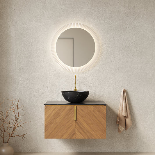ARAI Bathroom Vanity&Sink,Brown Oak Woodgrain Color