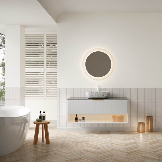 MALONE 48" Badezimmer-Waschtisch mit Waschbecken, schwebender Sperrholz-Aufbewahrungsschrank