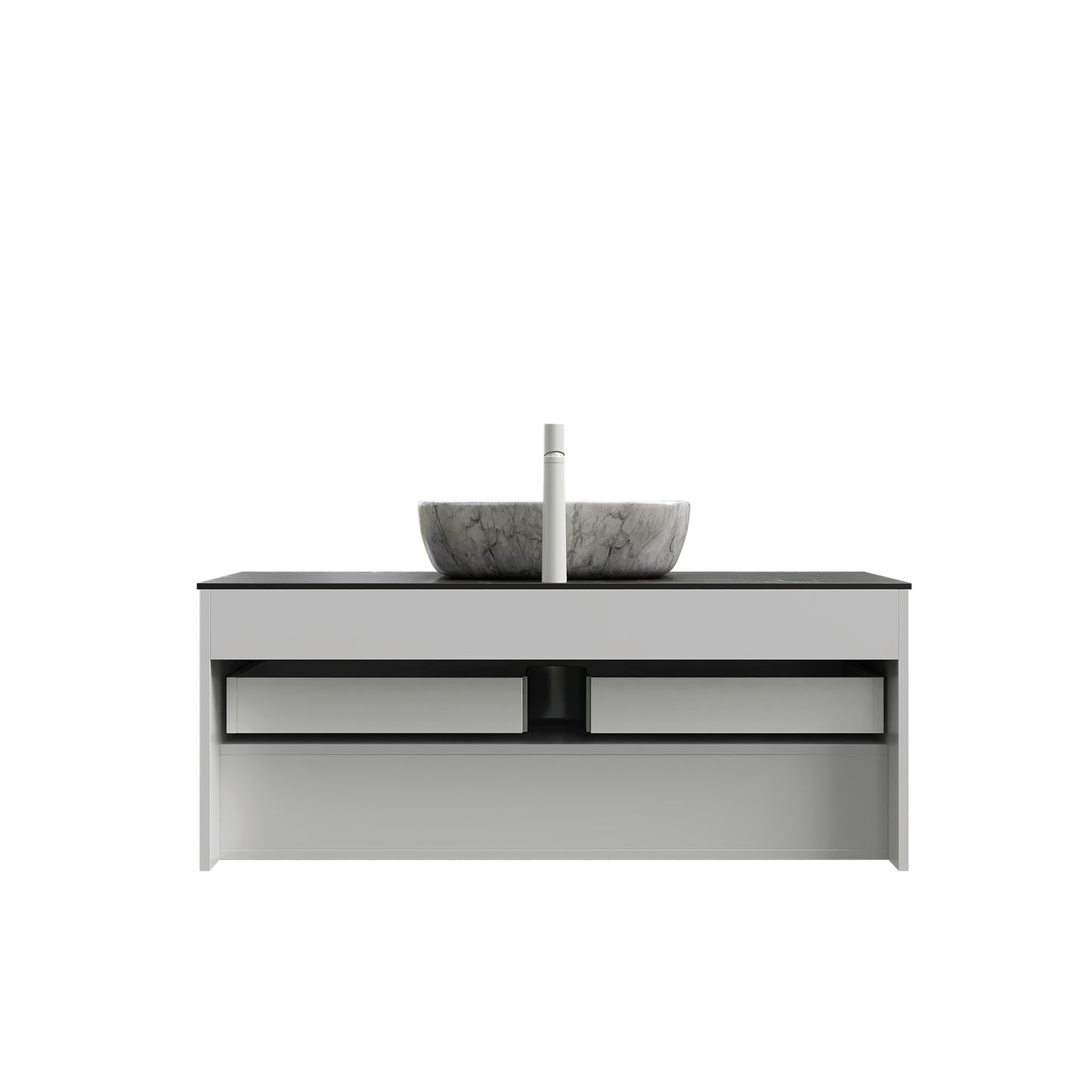 MALONE 48" Badezimmer-Waschtisch mit Waschbecken, schwebender Sperrholz-Aufbewahrungsschrank