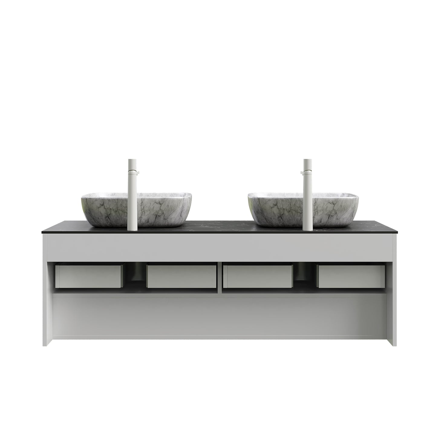 MALONE 48" Badezimmer-Waschtisch mit Waschbecken, schwebender Sperrholz-Aufbewahrungsschrank