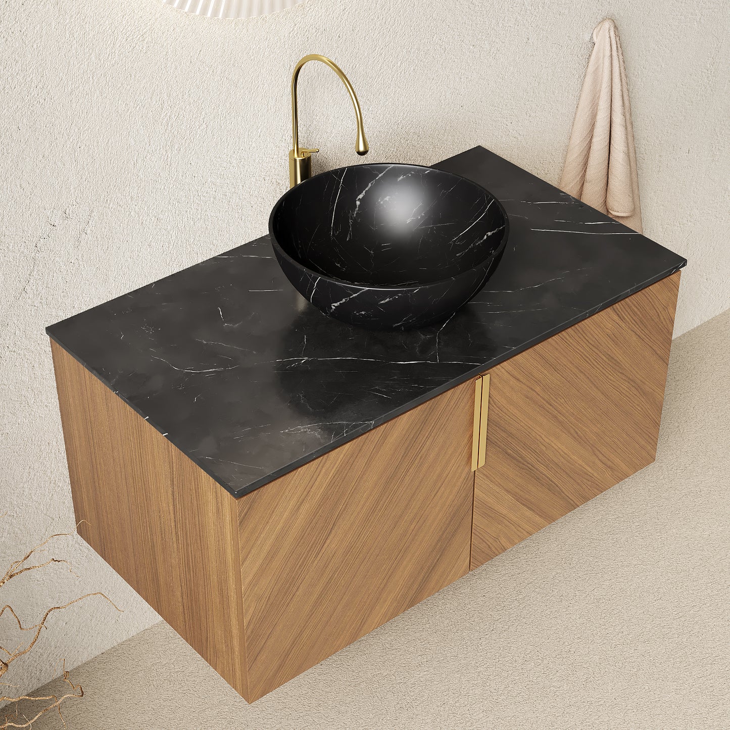ARAI Bathroom Vanity&Sink,Brown Oak Woodgrain Color