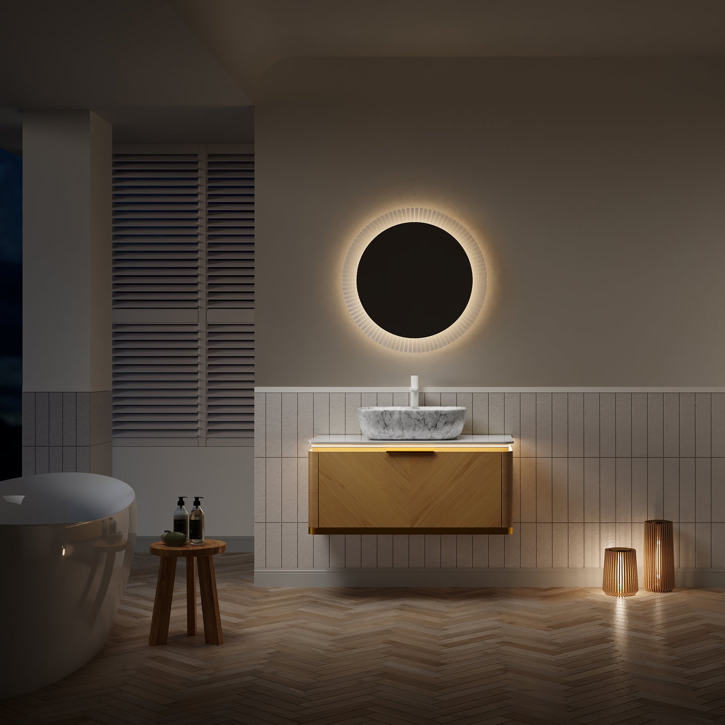 DIPA 60" Badezimmer-Waschtisch und Waschbecken, schwebender Sperrholz-Aufbewahrungsschrank mit 2 Schubladen, Sintersteinplatte