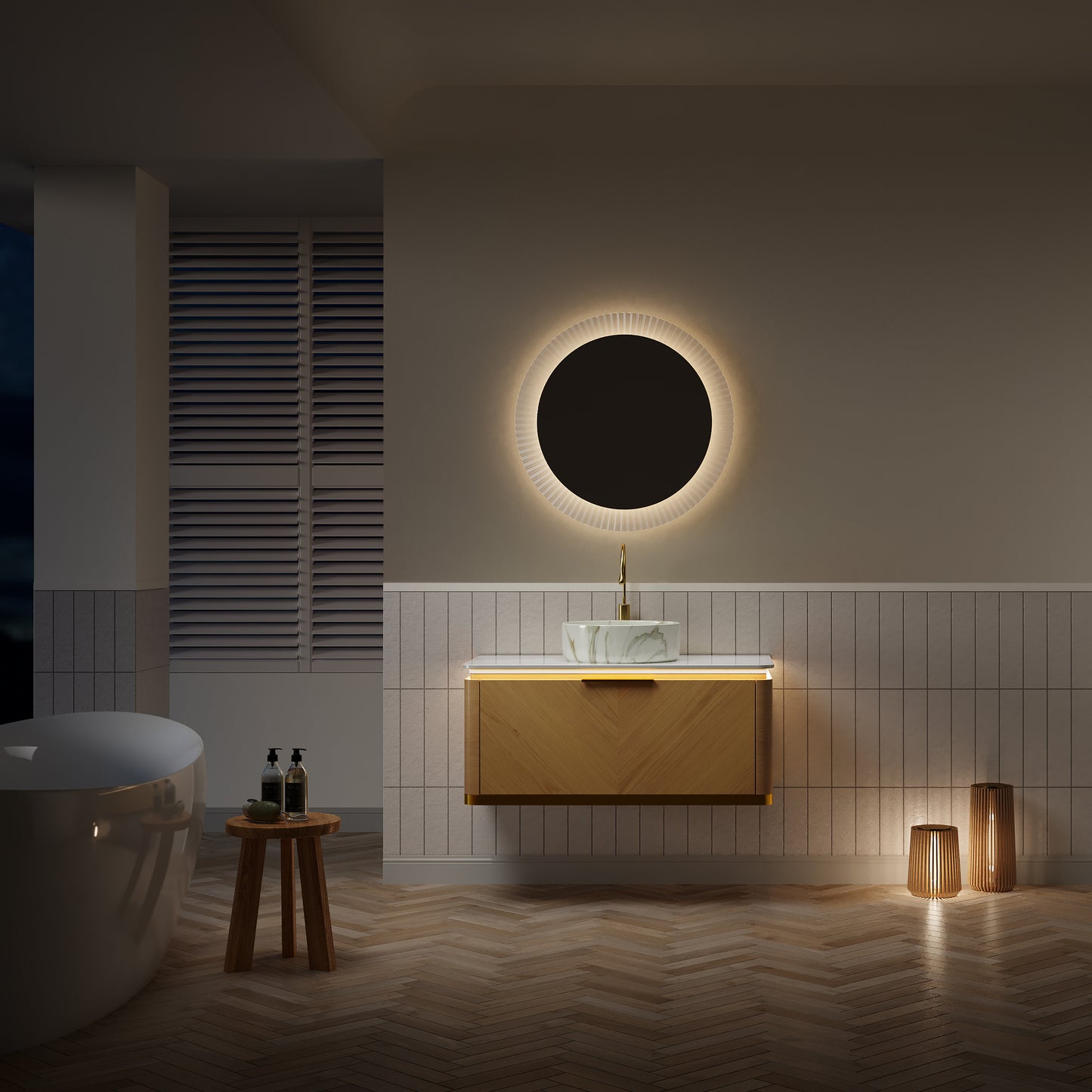 DIPA 60" Badezimmer-Waschtisch und Waschbecken, schwebender Sperrholz-Aufbewahrungsschrank mit Schublade, Eichenholzmaserung