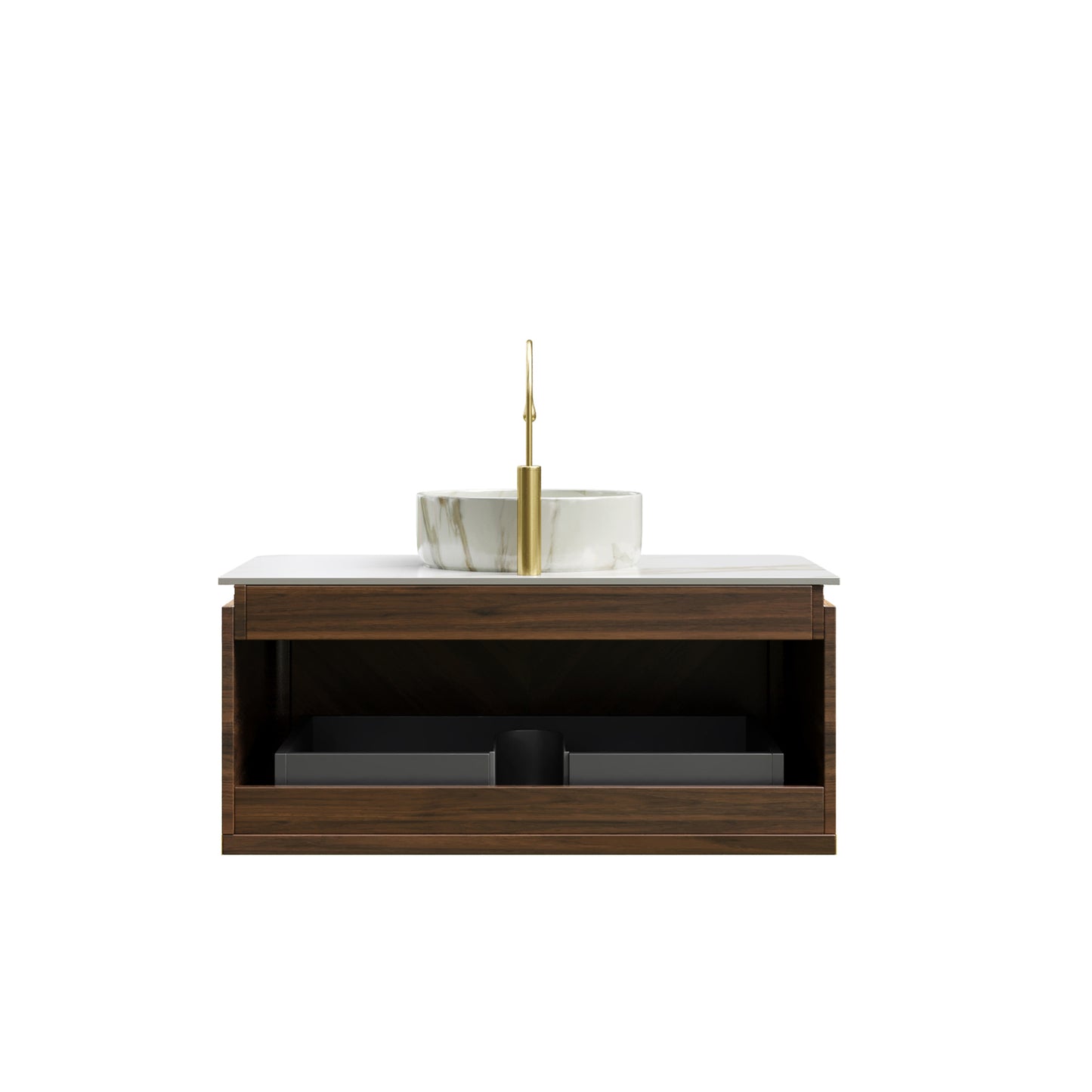 DIPA Bathroom Vanity & Sinks,Dark Walnut Woodgrain
