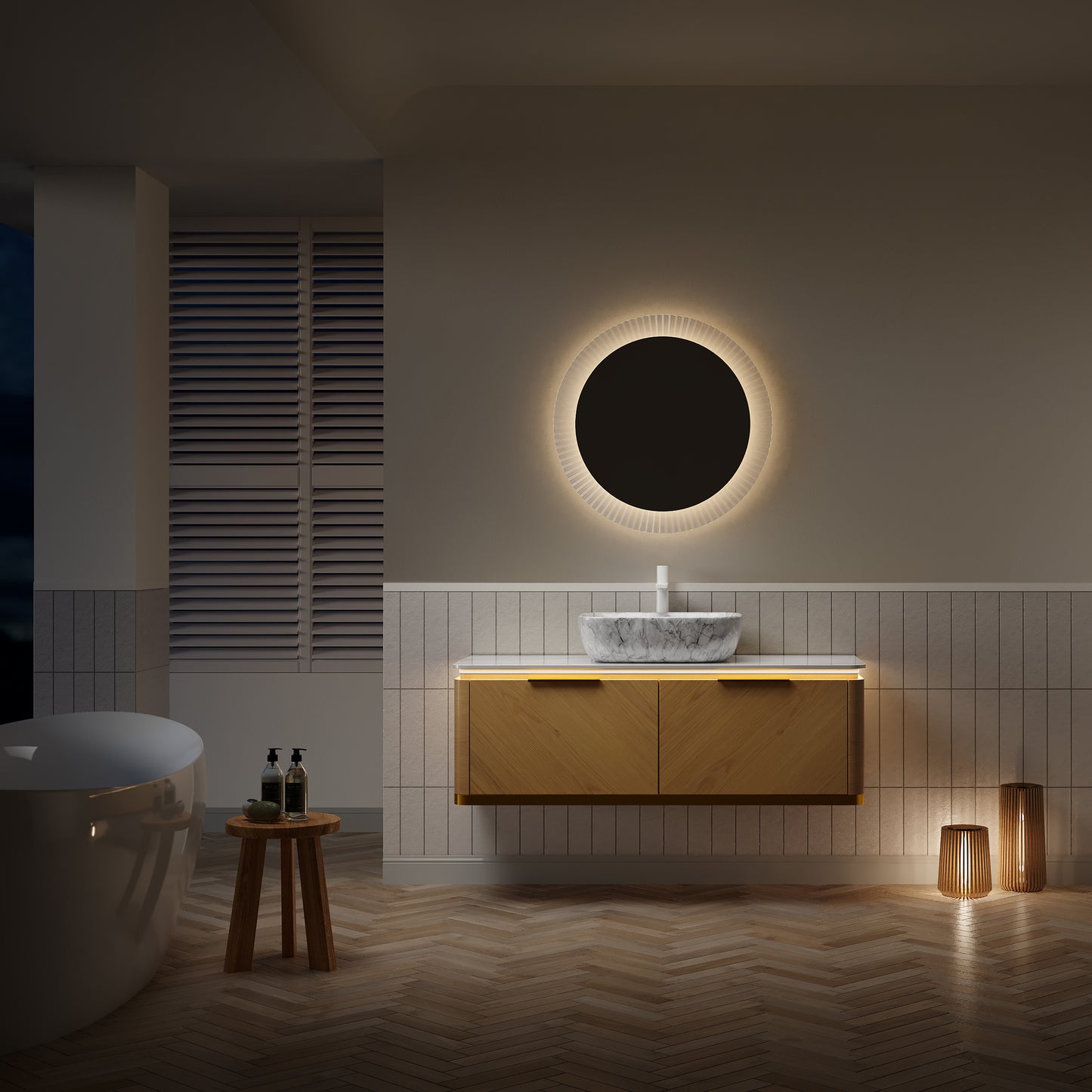 DIPA 60" Badezimmer-Waschtisch und Waschbecken, schwebender Sperrholz-Aufbewahrungsschrank mit 2 Schubladen, Sintersteinplatte