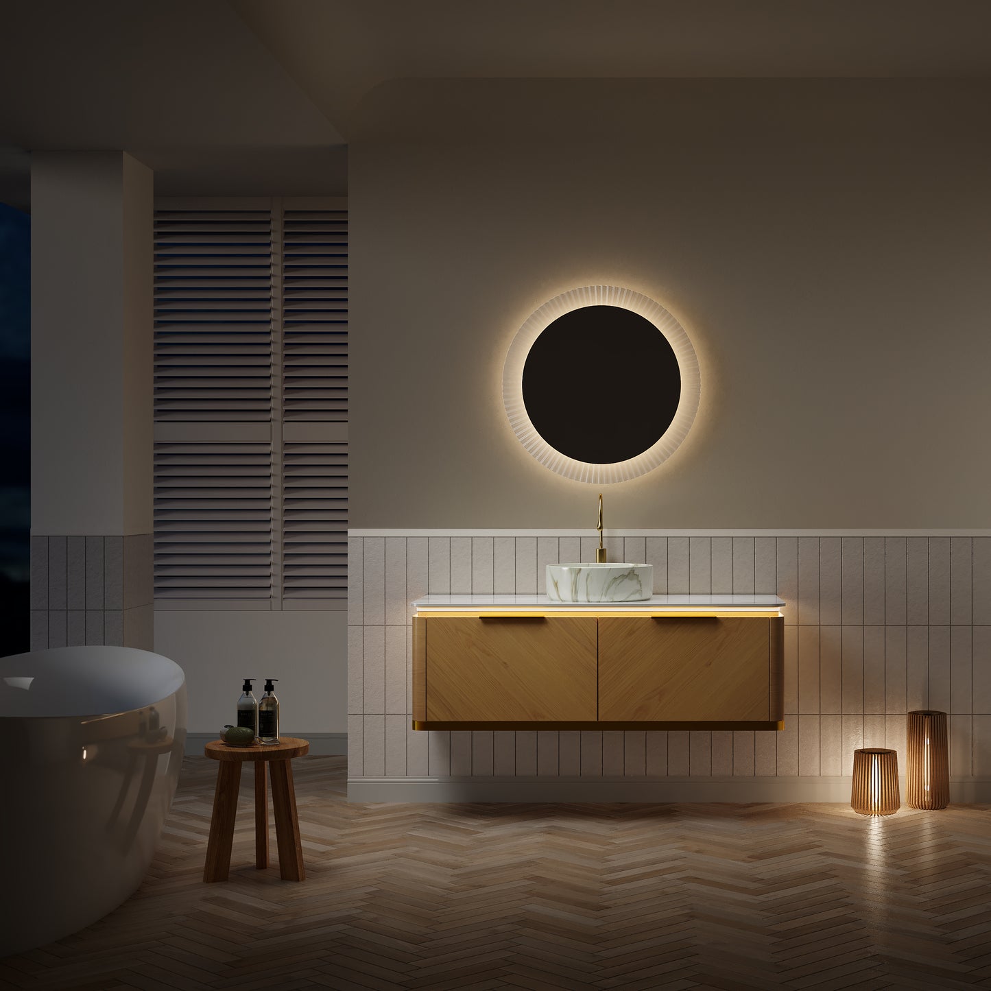 DIPA 60" Badezimmer-Waschtisch und Waschbecken, schwebender Sperrholz-Aufbewahrungsschrank mit Schublade, Eichenholzmaserung