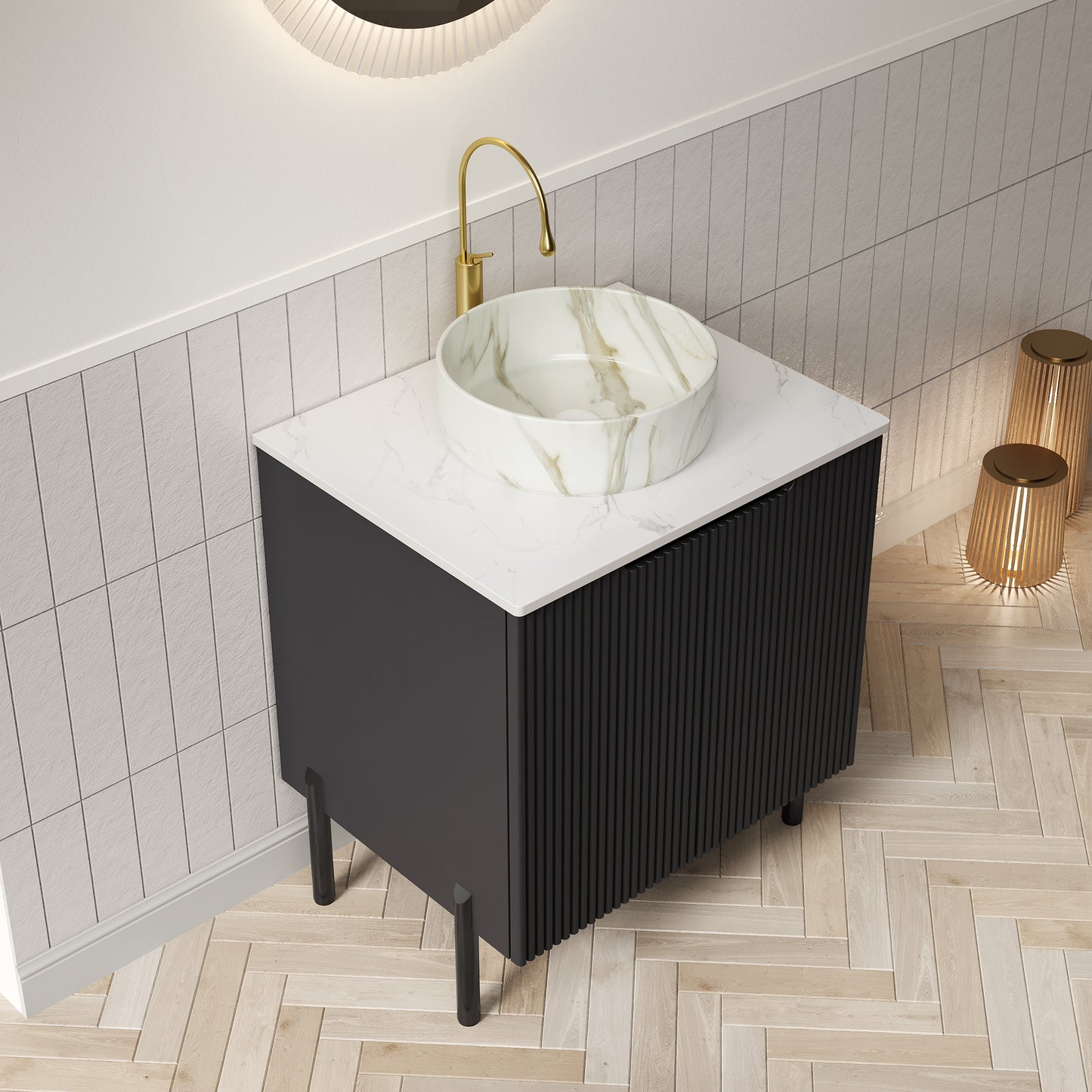 TURIO Bathroom Vanity with Sink, Black Color