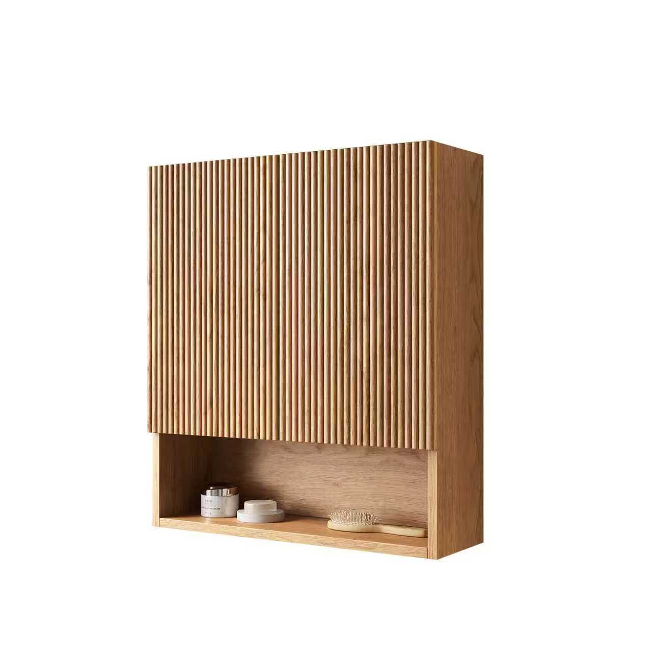 TOBI 26" Wall-Mounted Striped Bathroom Cabinet，Natural Woodgrain