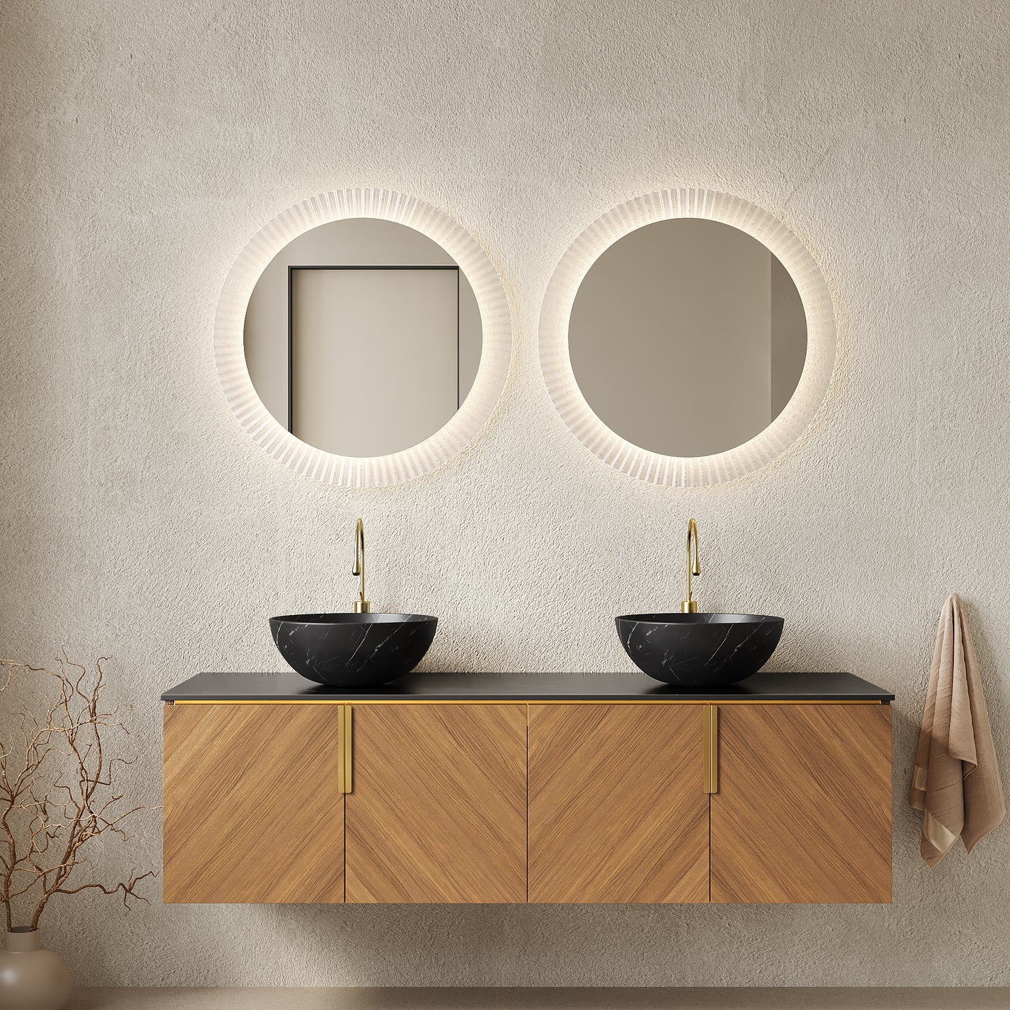 ARAI Bathroom Vanity&Sink,Brown Oak Woodgrain Color