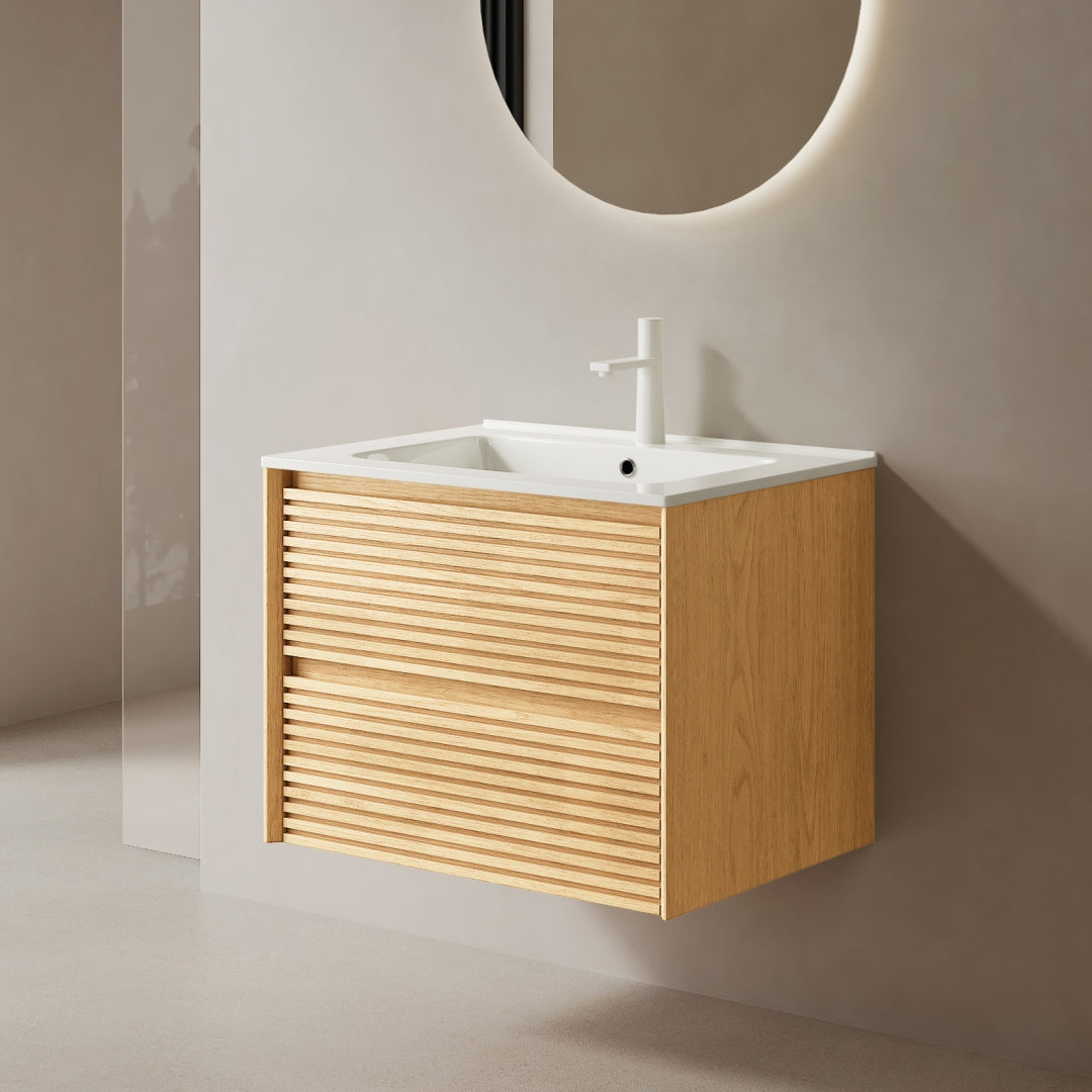 BRON Bathroom Vanity with Sink,Corolla Oak Woodgrain Color