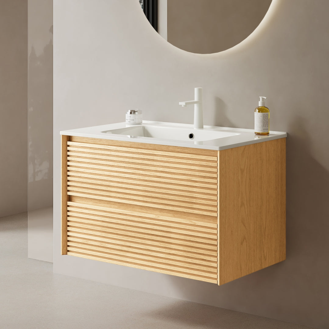BRON Bathroom Vanity with Sink,Corolla Oak Woodgrain Color