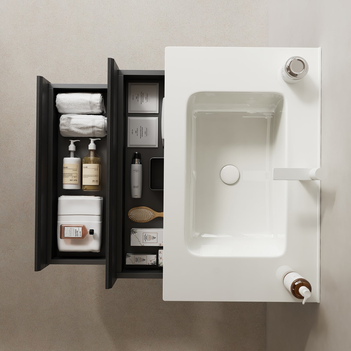 BRON Bathroom Vanity with Sink,Dark Oak Woodgrain Color