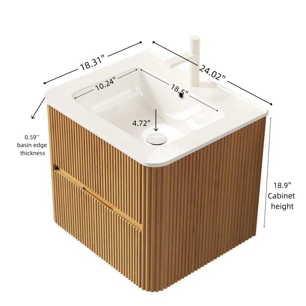 NOOR Bathroom Vanity with Sink, Natural Woodgrain Color