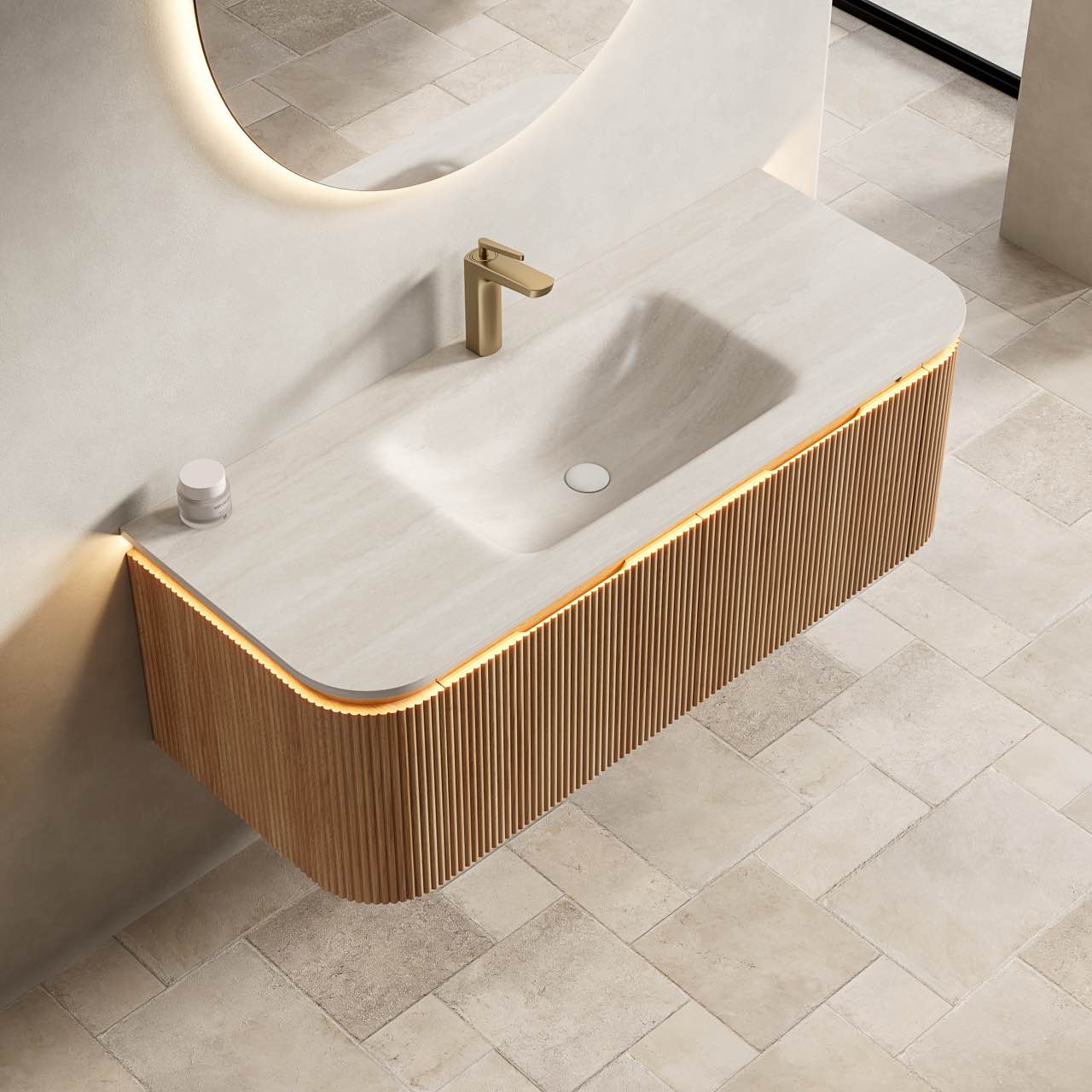 DIEN Bathroom Vanity&Sink, Natural Woodgrain Color