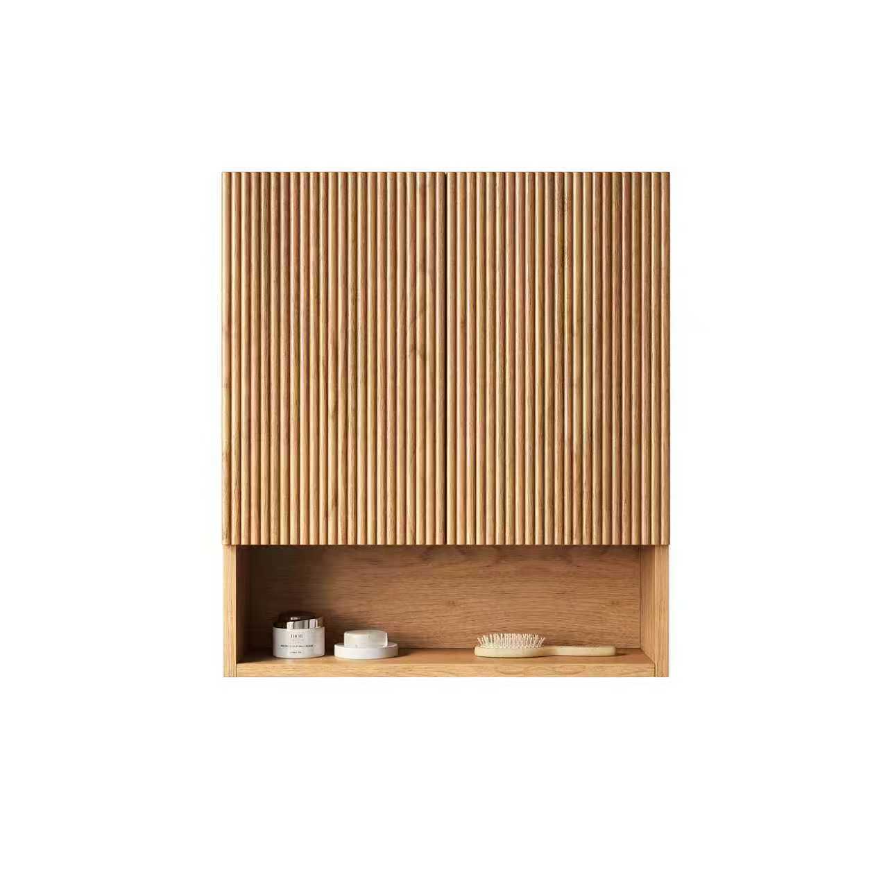 TOBI 26" Wall-Mounted Striped Bathroom Cabinet，Natural Woodgrain