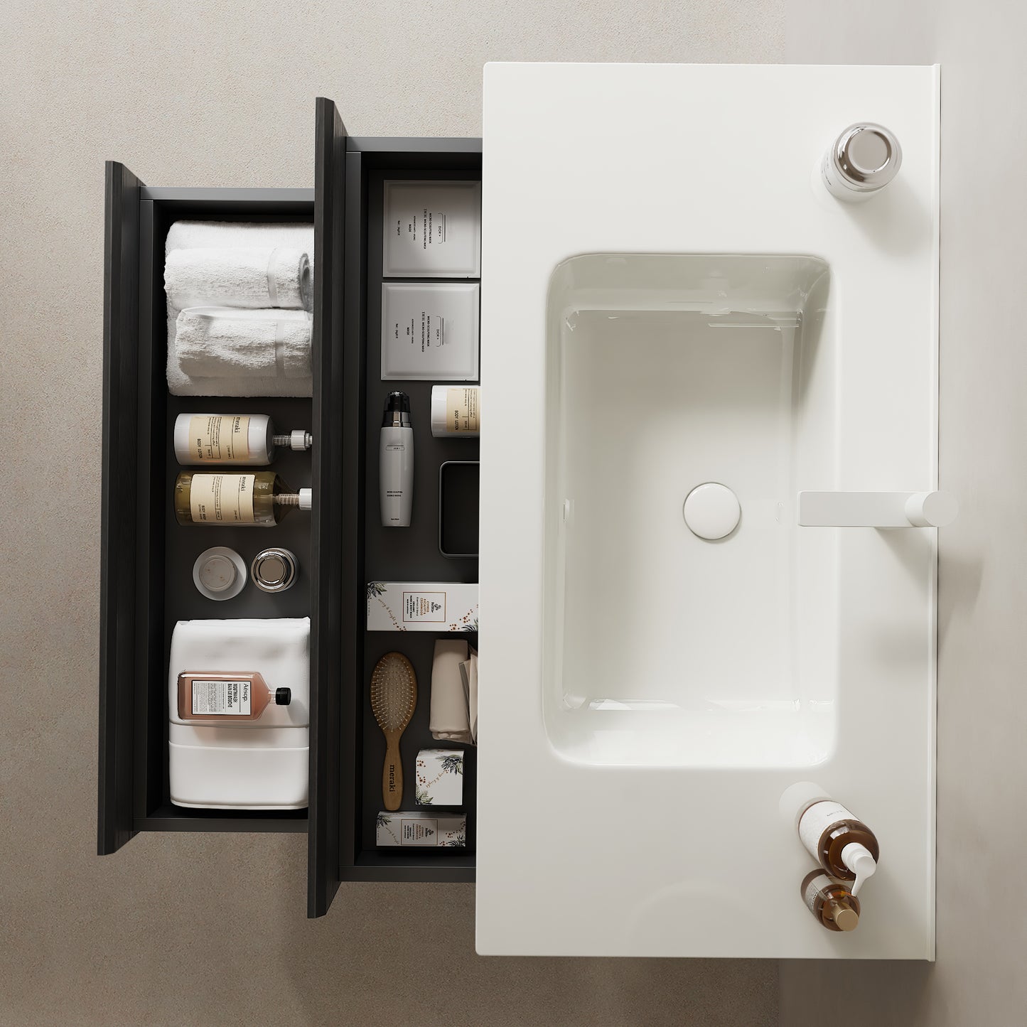 BRON Bathroom Vanity with Sink,Dark Oak Woodgrain Color