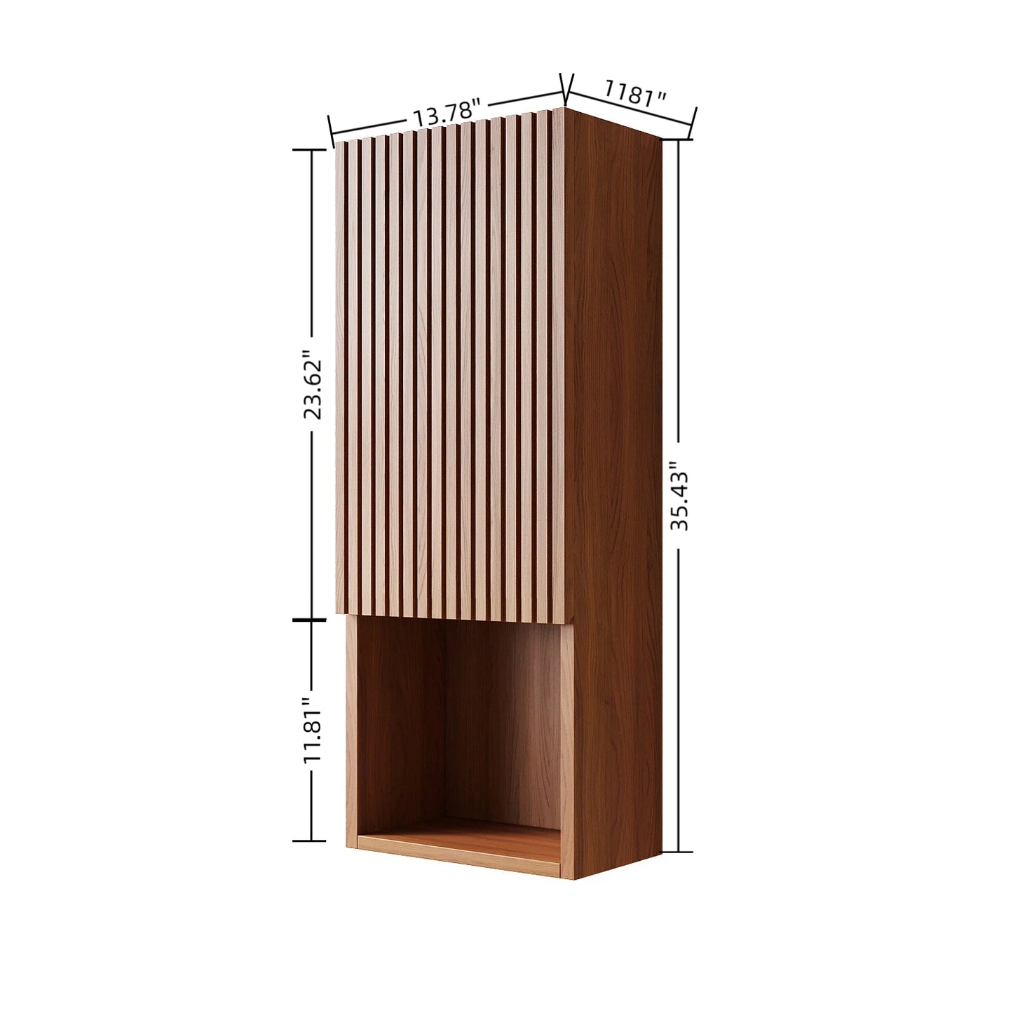 MITCH Tall Bathroom Wall Mounted Cabinet, Brown Oak Woodgrain Color