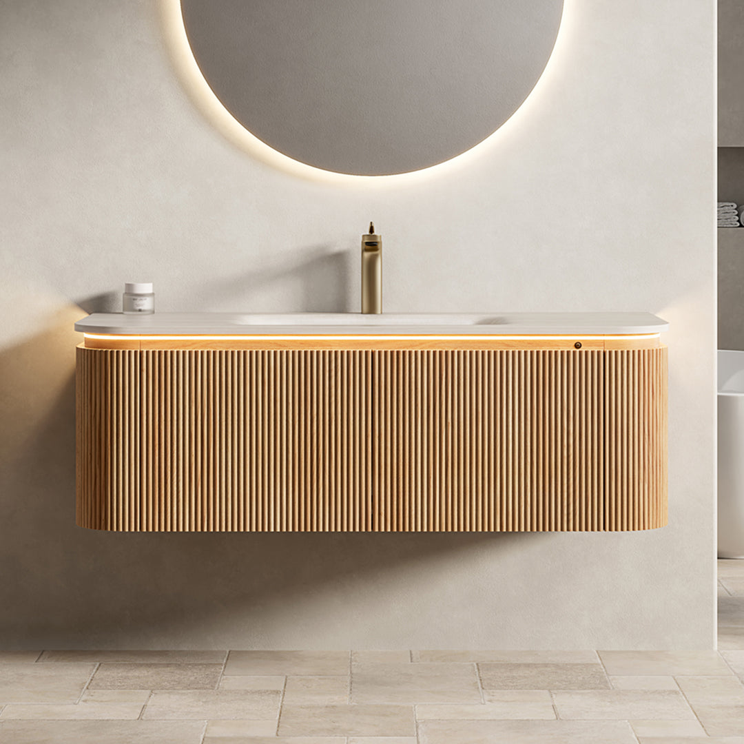 DIEN Bathroom Vanity&Sink, Natural Woodgrain Color