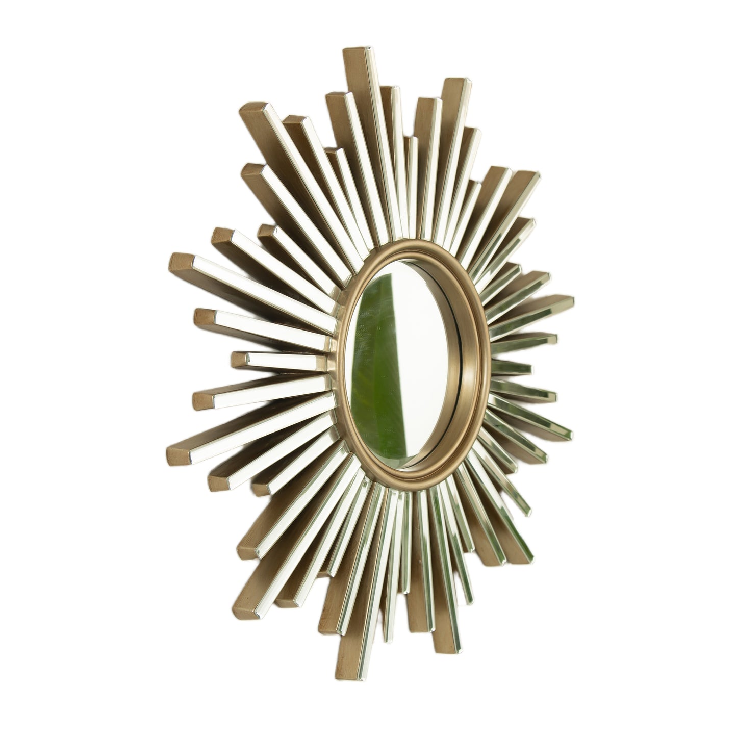 33'' Gemme Mirror, Luxury Style PU Sunburst-shaped Art Decorative Mirror, Suitable for Bathroom, Bedroom, Living Room