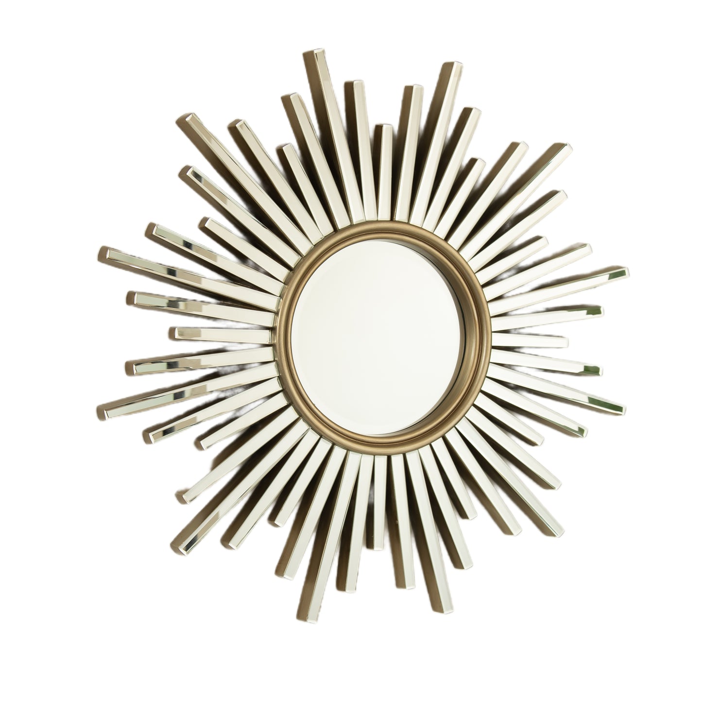 33'' Gemme Mirror, Luxury Style PU Sunburst-shaped Art Decorative Mirror, Suitable for Bathroom, Bedroom, Living Room