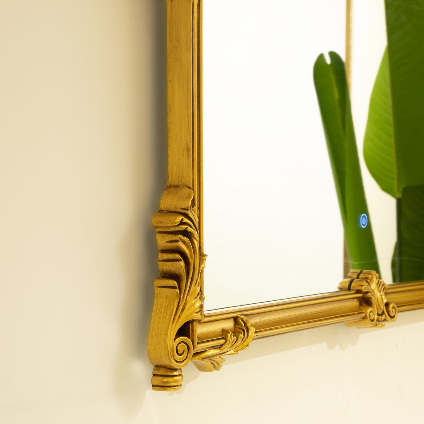 35'' VITI Mirror, Baroque Revival Style PU Mirror with An Ornate Golden Frame, Suitable for Bathroom, Bedroom, Living Room, Corridor, Entryway, etc.