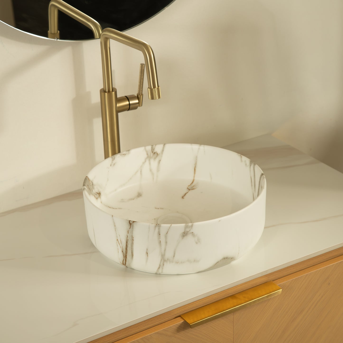 DIPA 60" Badezimmer-Waschtisch und Waschbecken, schwebender Sperrholz-Aufbewahrungsschrank mit Schublade, Eichenholzmaserung