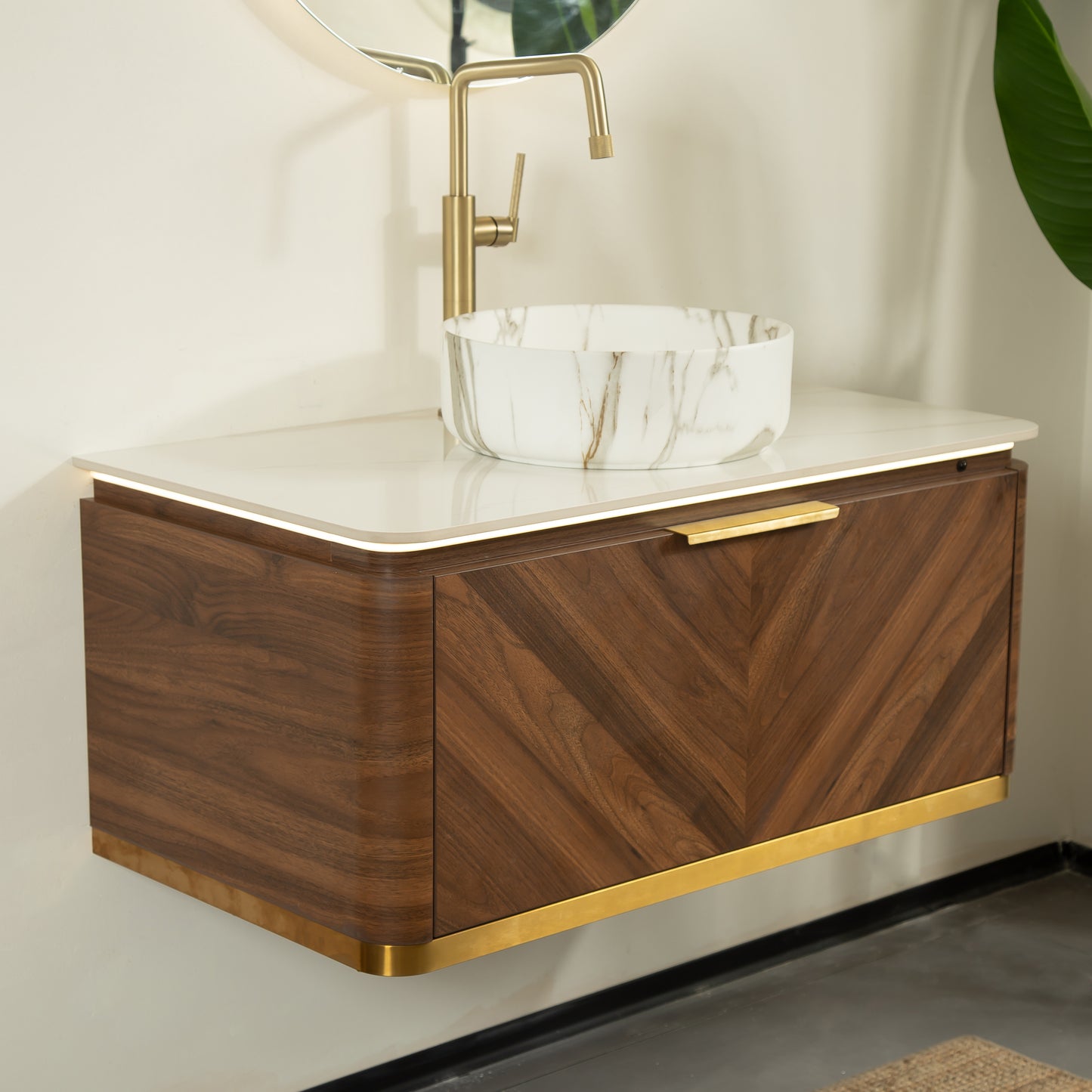 DIPA Bathroom Vanity & Sinks,Dark Walnut Woodgrain