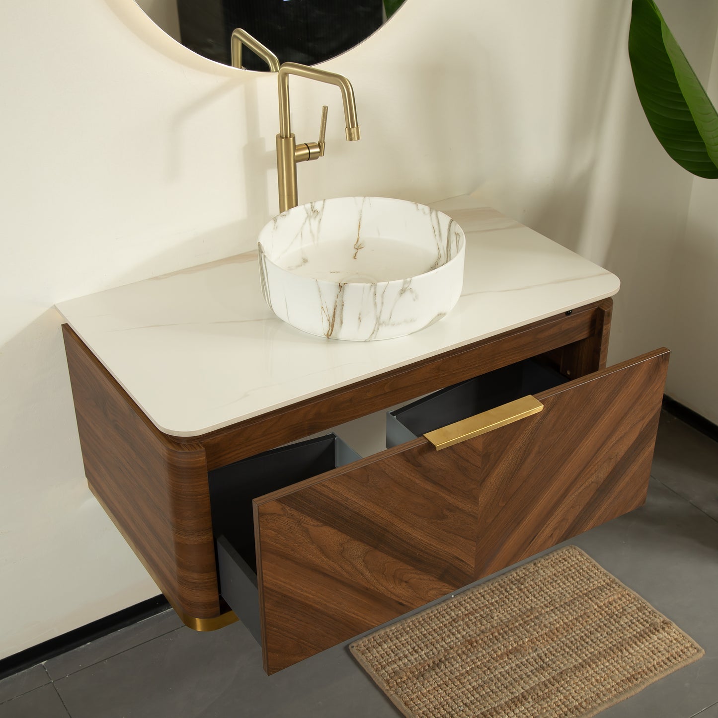 DIPA Bathroom Vanity & Sinks,Dark Walnut Woodgrain