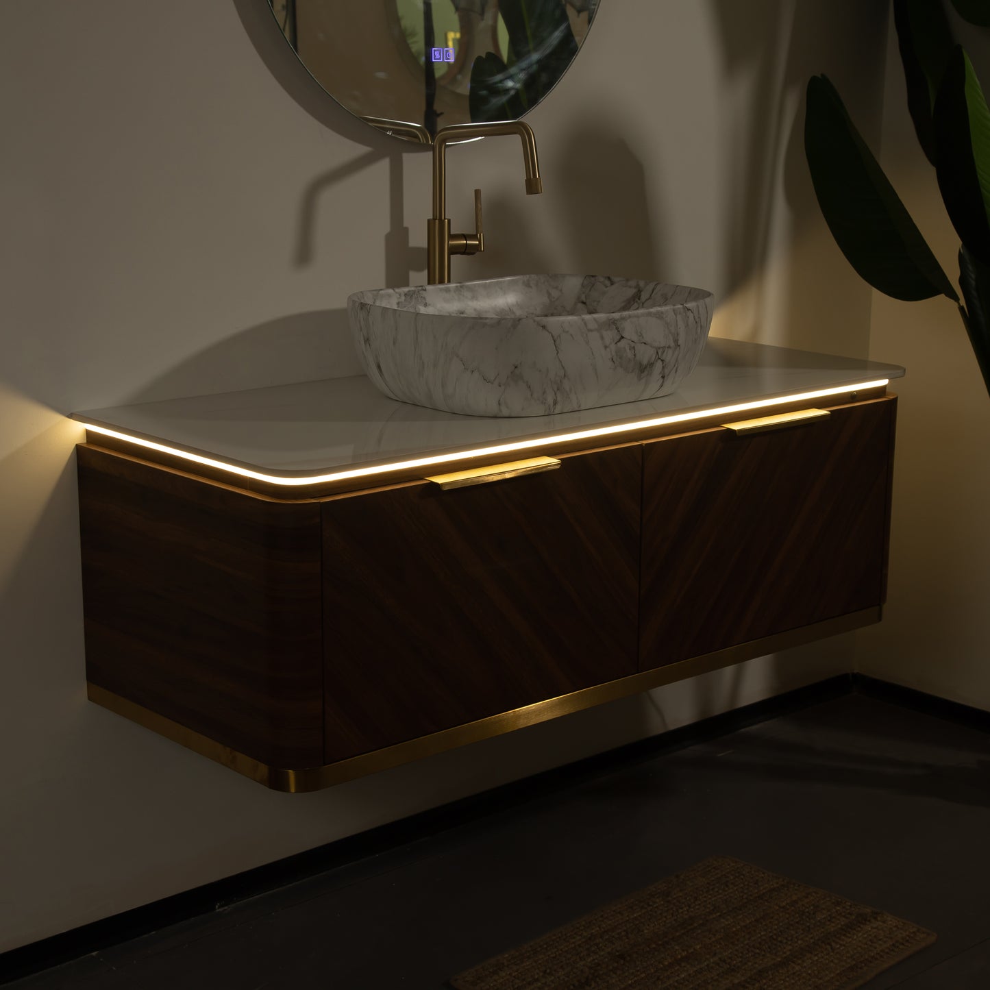 DIPA Bathroom Vanity & Sinks,Dark Walnut Woodgrain