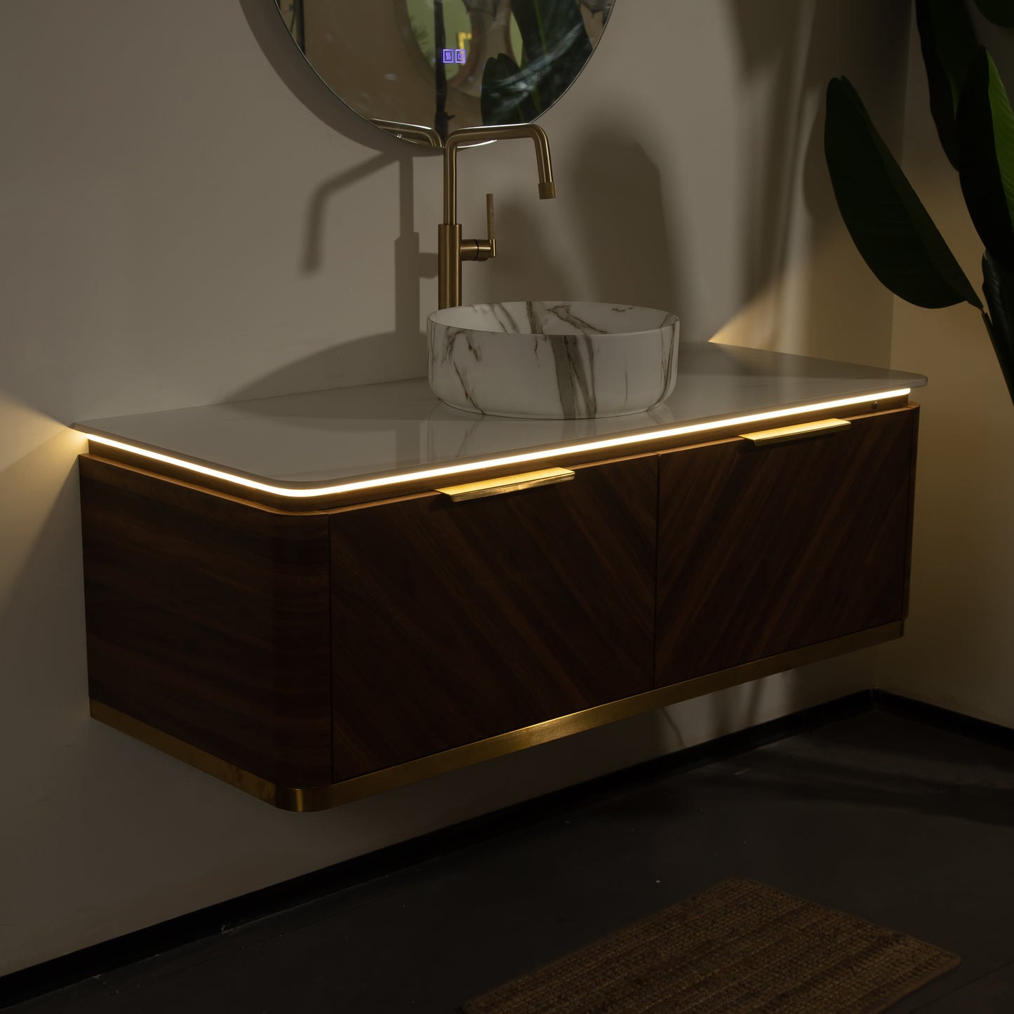 DIPA Bathroom Vanity & Sinks,Dark Walnut Woodgrain
