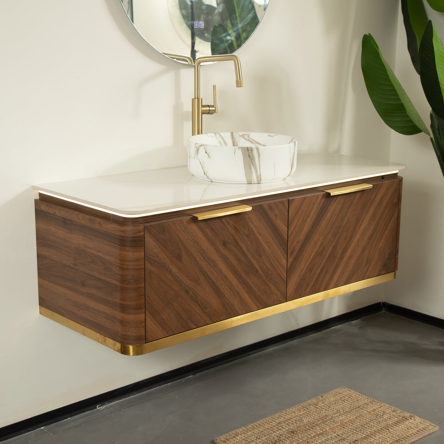 DIPA Bathroom Vanity & Sinks,Dark Walnut Woodgrain