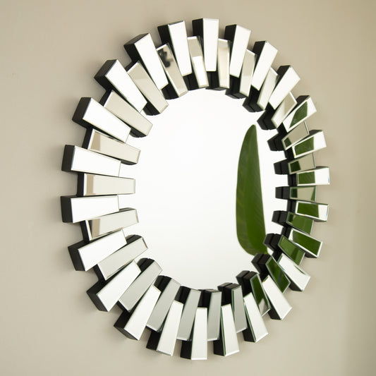 32'' Kaltis Mirror, Wall-mounted Modern Decorative Circle PU Mirror, Irregular Shape, Suitable for Bathroom, Bedroom, Living Room, Corridor