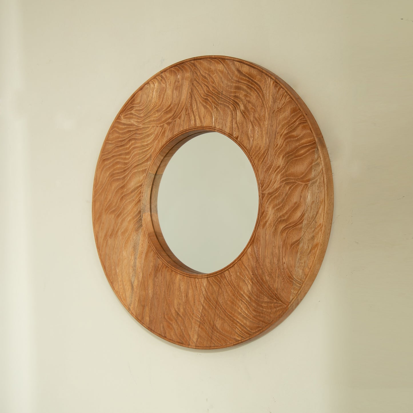 24'' Ring Mirror, Wall-mounted Vintage Circle Solid Rosewood Decorative Mirror, Round Mirror, Suitable for Bathroom, Bedroom, Living Room