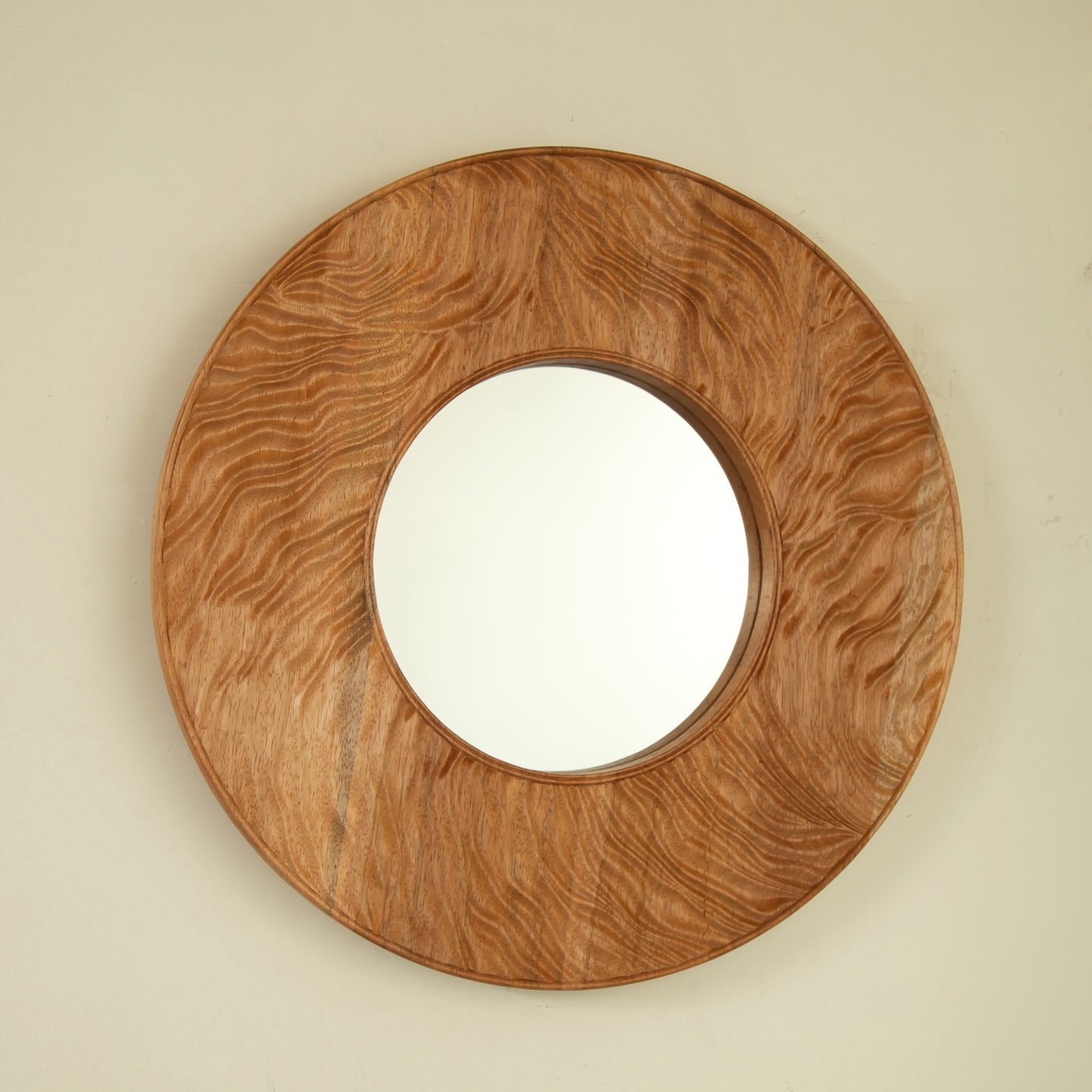 24'' Ring Mirror, Wall-mounted Vintage Circle Solid Rosewood Decorative Mirror, Round Mirror, Suitable for Bathroom, Bedroom, Living Room