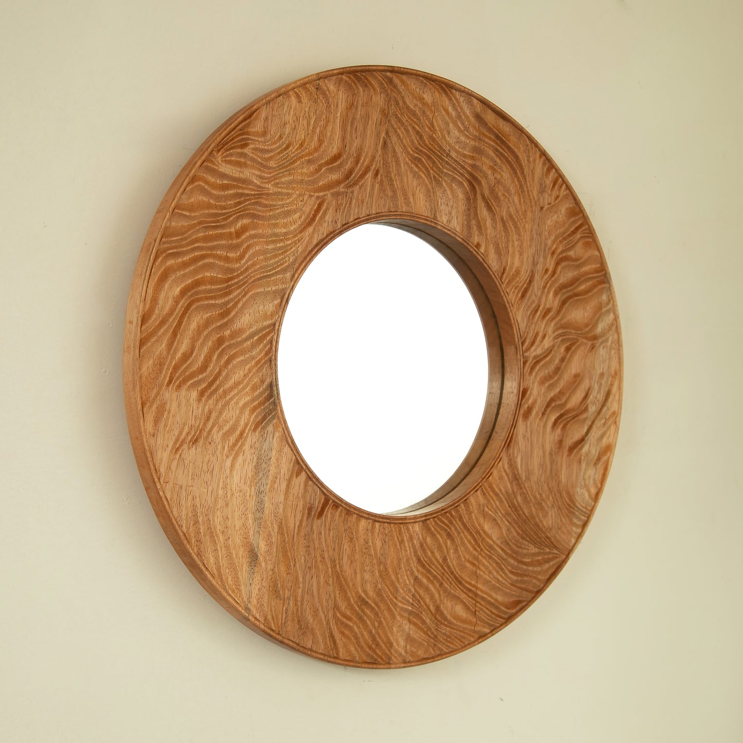 24'' Ring Mirror, Wall-mounted Vintage Circle Solid Rosewood Decorative Mirror, Round Mirror, Suitable for Bathroom, Bedroom, Living Room